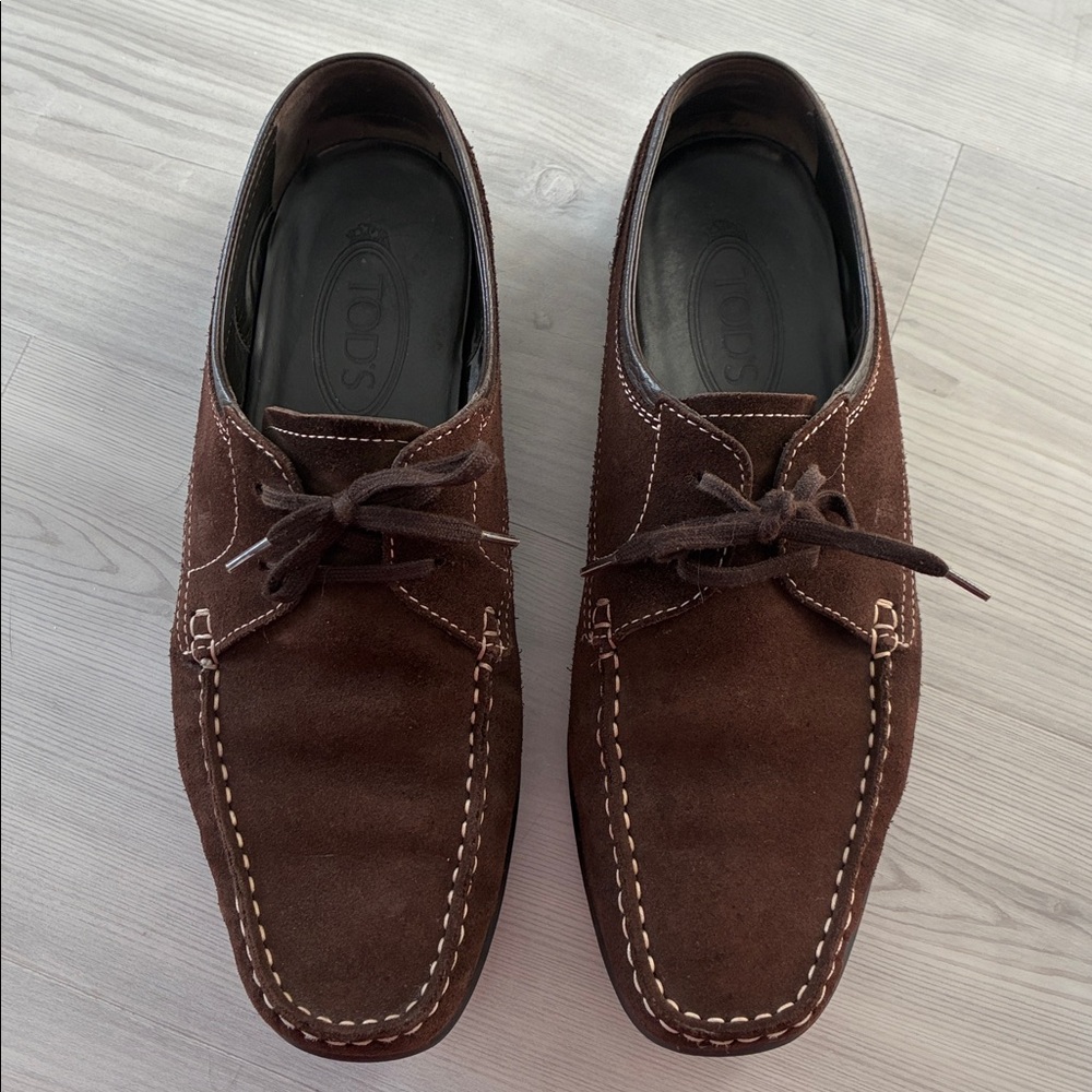 Men’s Tod’s Size 7.5 Suede Gommino Driving Smoking Leather Loafers - Brown